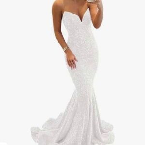 Formal Dress White Sequins